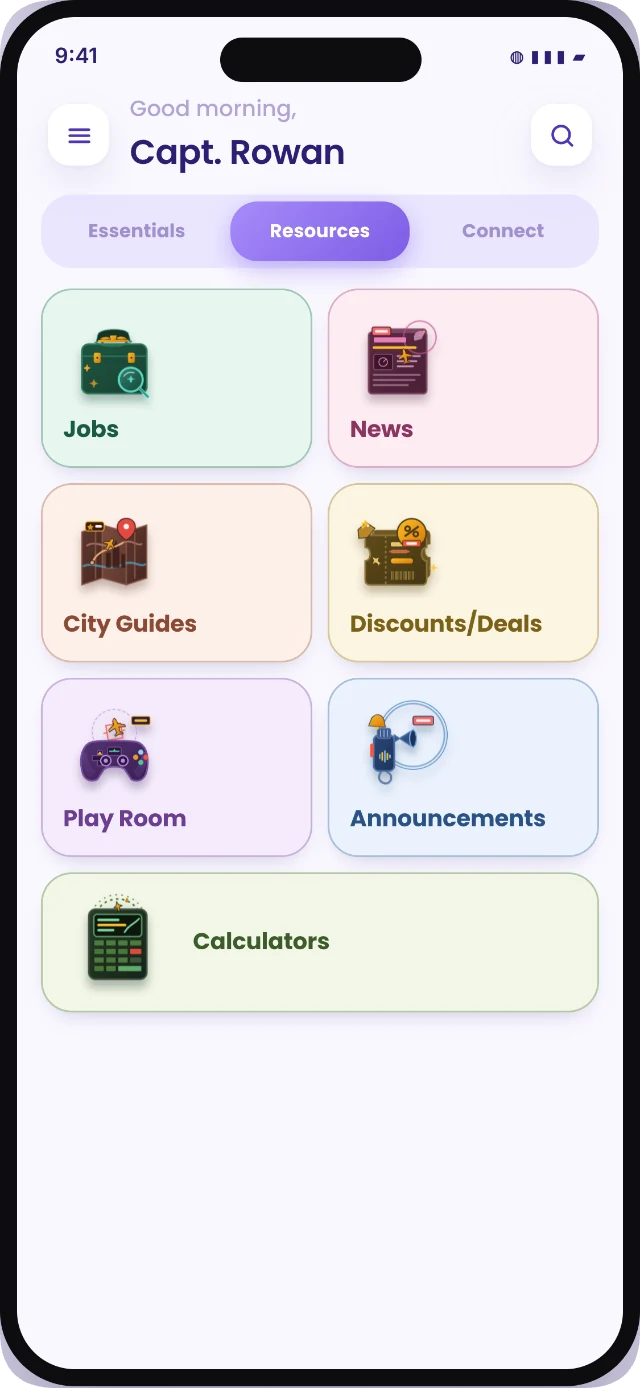 Alpha Zulu home screen, alternate layout