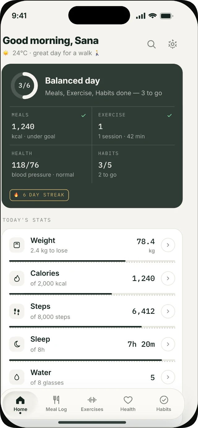 Himmat meal log screen