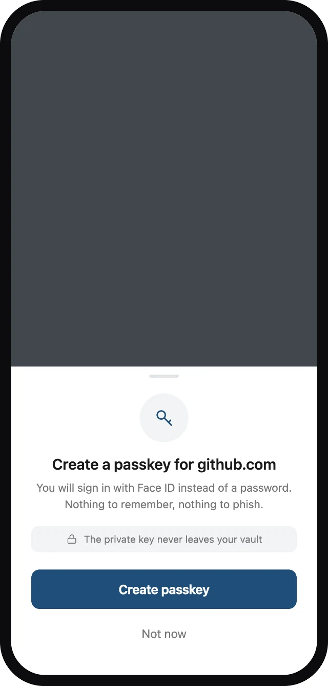 Alpha Password passkey screen